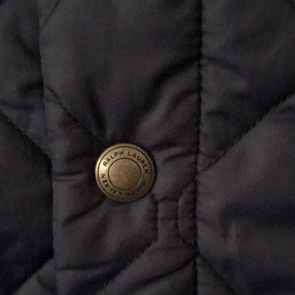 Ralph Lauren Polo kids Quilted snap down Jacket pockets unisex size S navy green